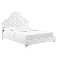 Gwyneth White Tufted Performance Velvet Full Platform Bed (MOD-6757) - Ornate Home