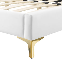 Gwyneth White Tufted Performance Velvet Full Platform Bed (MOD-6757) - Ornate Home