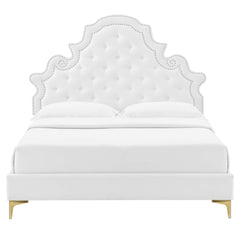 Gwyneth White Tufted Performance Velvet Full Platform Bed (MOD-6757) - Ornate Home