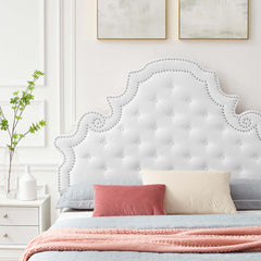 Gwyneth White Tufted Performance Velvet Full Platform Bed (MOD-6757) - Ornate Home