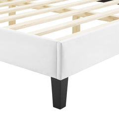 Gwyneth White Tufted Performance Velvet Queen Platform Bed - 87x67" - Ornate Home