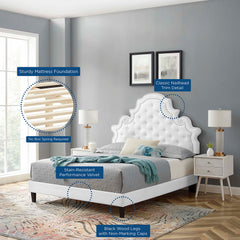 Gwyneth White Tufted Performance Velvet Queen Platform Bed - 87x67" - Ornate Home