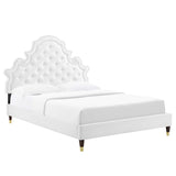 Gwyneth White Tufted Performance Velvet Queen Platform Bed - 87x67x61" - Ornate Home