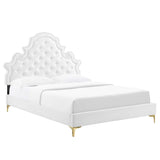 Gwyneth White Tufted Performance Velvet Queen Platform Bed (MOD-6751) - Ornate Home