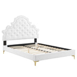Gwyneth White Tufted Performance Velvet Queen Platform Bed (MOD-6751) - Ornate Home