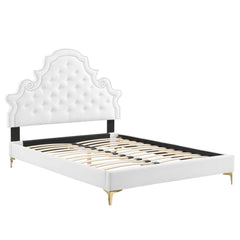 Gwyneth White Tufted Performance Velvet Queen Platform Bed (MOD-6751) - Ornate Home