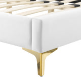 Gwyneth White Tufted Performance Velvet Queen Platform Bed (MOD-6751) - Ornate Home