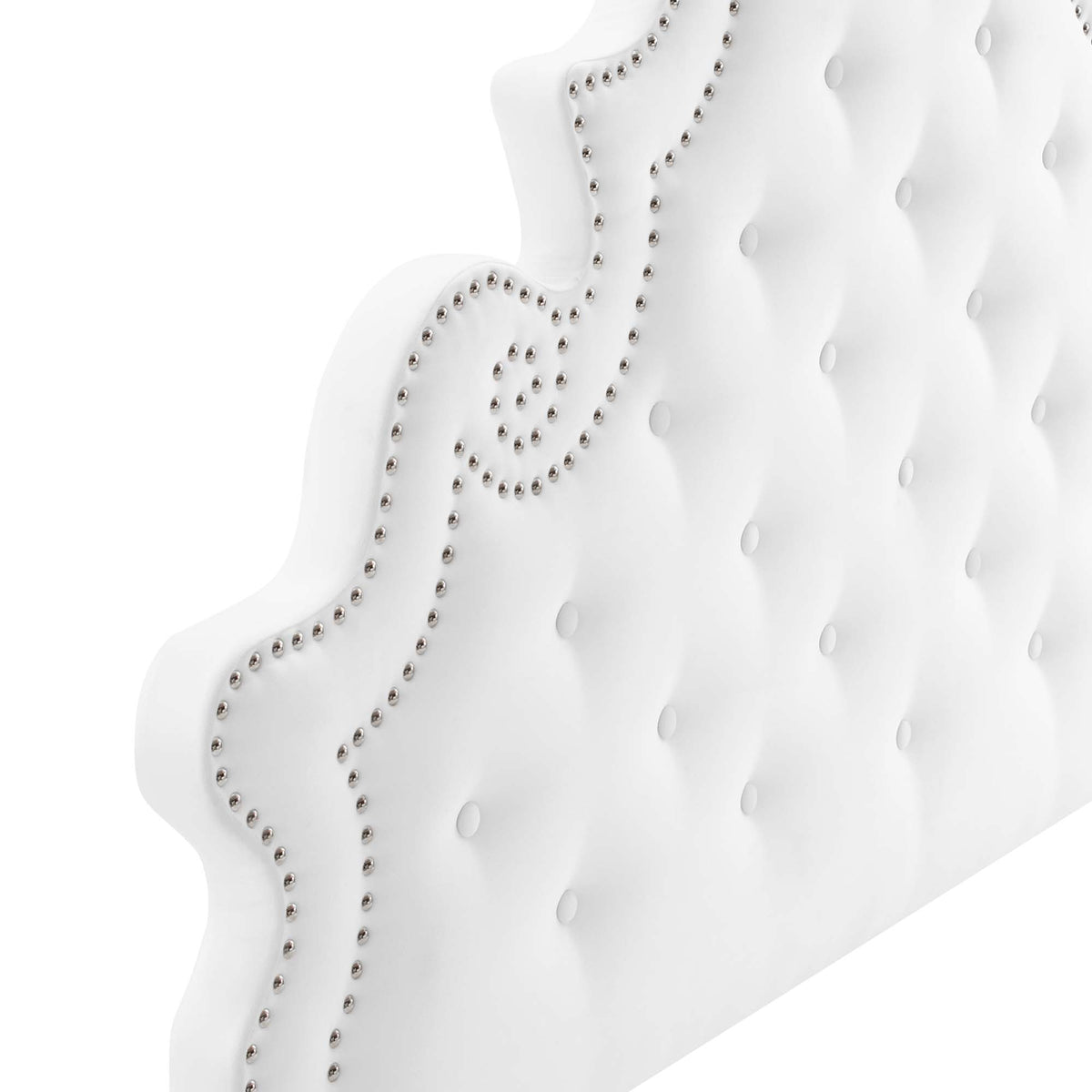 Gwyneth White Tufted Performance Velvet Queen Platform Bed (MOD-6751) - Ornate Home