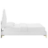 Gwyneth White Tufted Performance Velvet Queen Platform Bed (MOD-6751) - Ornate Home