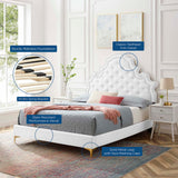 Gwyneth White Tufted Performance Velvet Queen Platform Bed (MOD-6751) - Ornate Home