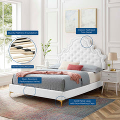 Gwyneth White Tufted Performance Velvet Queen Platform Bed (MOD-6751) - Ornate Home