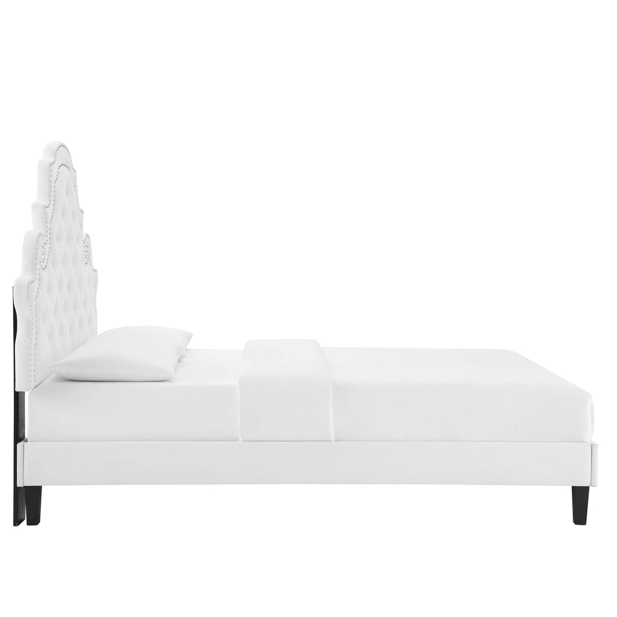 Gwyneth White Tufted Performance Velvet Twin Platform Bed