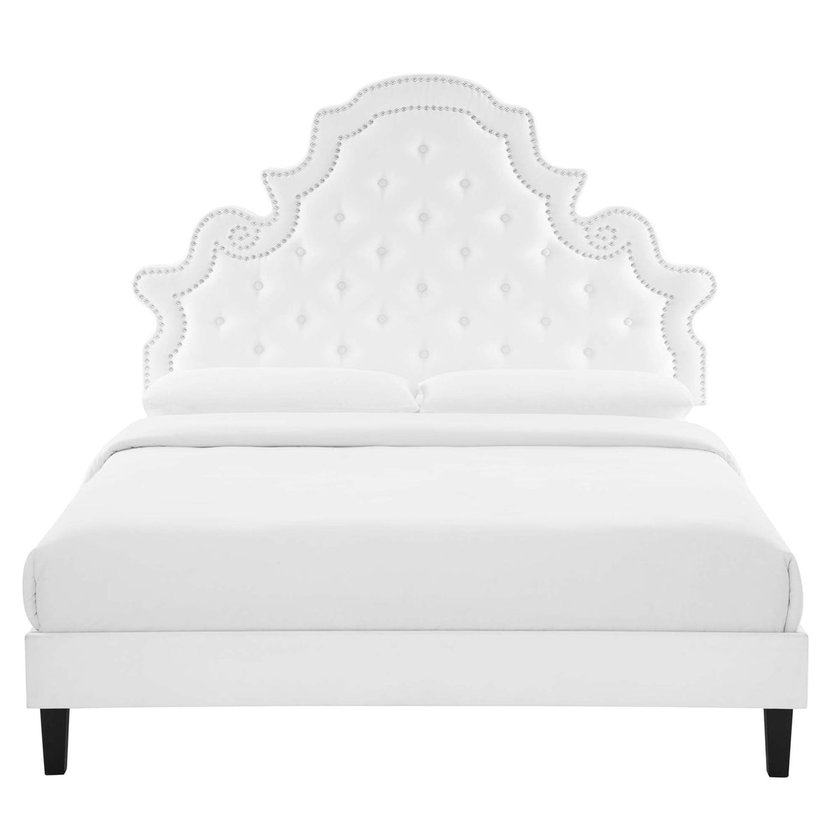 Gwyneth White Tufted Performance Velvet Twin Platform Bed