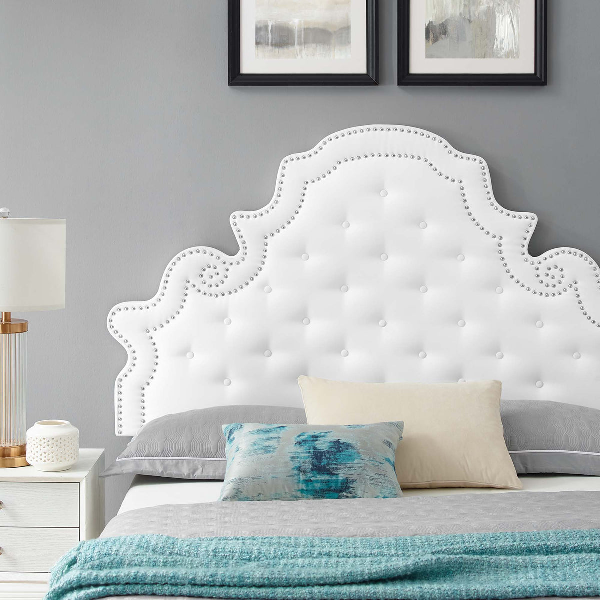 Gwyneth White Tufted Performance Velvet Twin Platform Bed