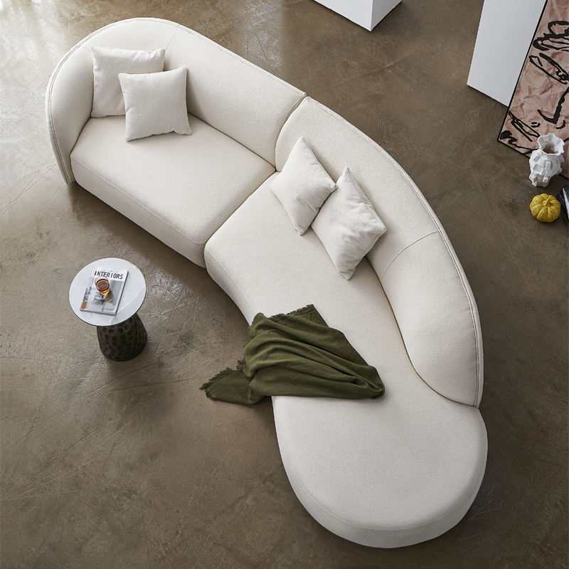 Redondo Ivory Boucle 2pc Curved Sectional Sofa