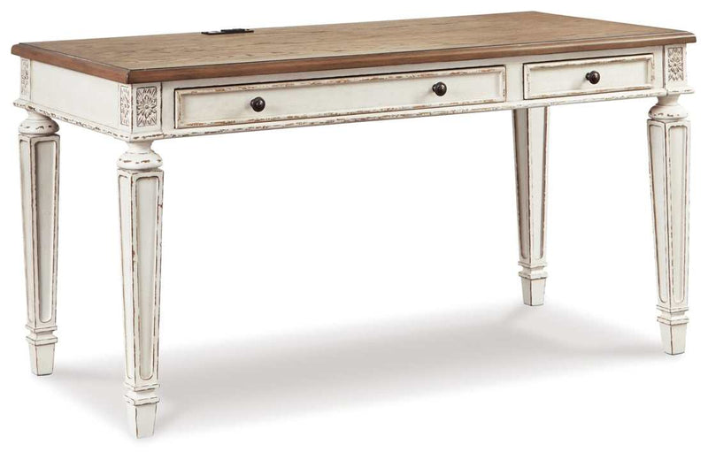 Realyn White/Brown 60" Home Office Desk - Ornate Home