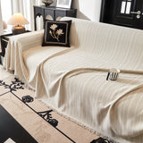 Herringbone Chenille Couch Cover Blanket Soft Durable Throw Sofa Protector with Tassel