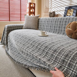 Textured Plaid Couch Throw Cover, Modern Decorative Sectional Furniture Covers