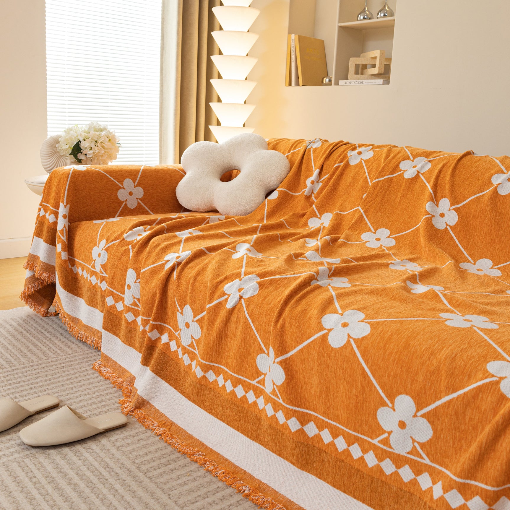 Comfy Four-Leaf Clover Hope Faith Love Luck Blanket for Couch, Chenille Scratch Proof Sofa Blanket Covers