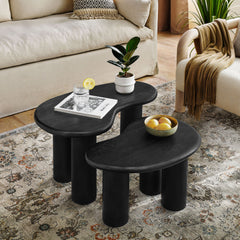 Hackney Black Mango Wood Nesting Coffee Table Set - Ornate Home