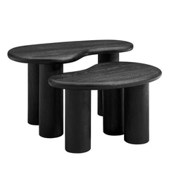Hackney Black Mango Wood Nesting Coffee Table Set - Ornate Home