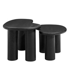 Hackney Black Mango Wood Nesting Coffee Table Set - Ornate Home