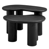 Hackney Black Mango Wood Nesting Coffee Table Set - Ornate Home
