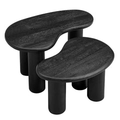 Hackney Black Mango Wood Nesting Coffee Table Set - Ornate Home
