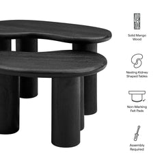 Hackney Black Mango Wood Nesting Coffee Table Set - Ornate Home
