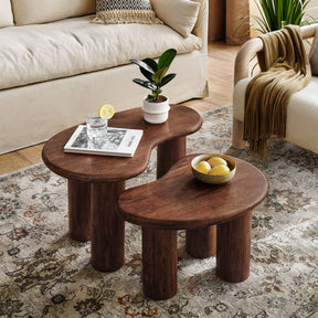 Hackney Walnut Mango Wood Nesting Coffee Table Set - Ornate Home