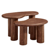Hackney Walnut Mango Wood Nesting Coffee Table Set - Ornate Home