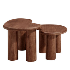 Hackney Walnut Mango Wood Nesting Coffee Table Set - Ornate Home