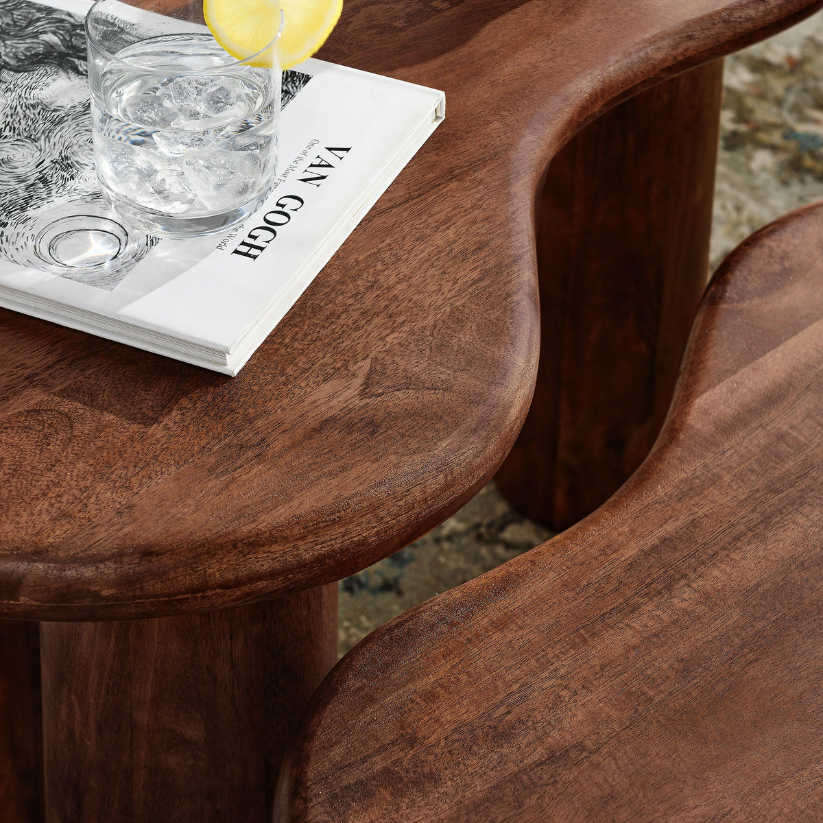 Hackney Walnut Mango Wood Nesting Coffee Table Set - Ornate Home