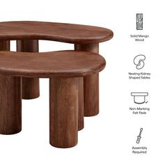 Hackney Walnut Mango Wood Nesting Coffee Table Set - Ornate Home
