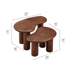 Hackney Walnut Mango Wood Nesting Coffee Table Set - Ornate Home