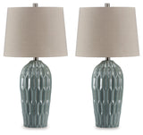 Hadbury Pale Blue/Teal Table Lamp (Set of 2) (Online Special Price) - Ornate Home