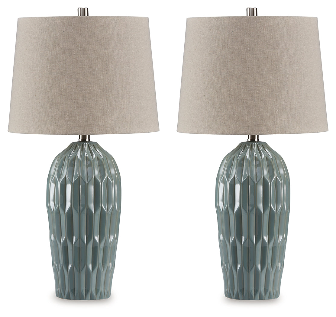 Hadbury Pale Blue/Teal Table Lamp (Set of 2) (Online Special Price) - Ornate Home