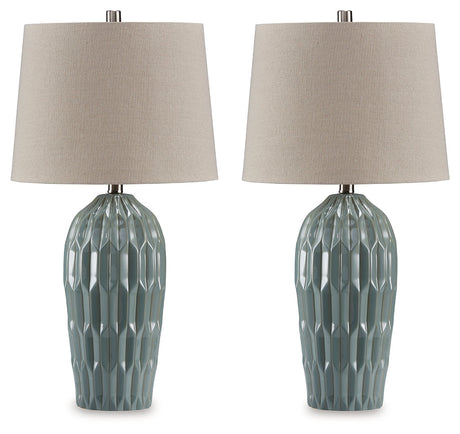 Hadbury Pale Blue/Teal Table Lamp (Set of 2) - Ornate Home