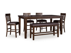 Haddigan Dark Brown Counter Height Dining Table, 4 Barstools and Bench - Ornate Home