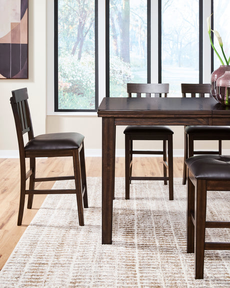 Haddigan Dark Brown Counter Height Dining Table and 4 Barstools - Ornate Home