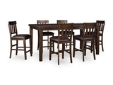 Haddigan Dark Brown Counter Height Dining Table and 6 Barstools (Online Special Price) - Ornate Home