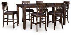 Haddigan Dark Brown Counter Height Dining Table and 6 Barstools - Ornate Home