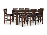 Haddigan Dark Brown Counter Height Dining Table and 8 Barstools (Online Special Price) - Ornate Home