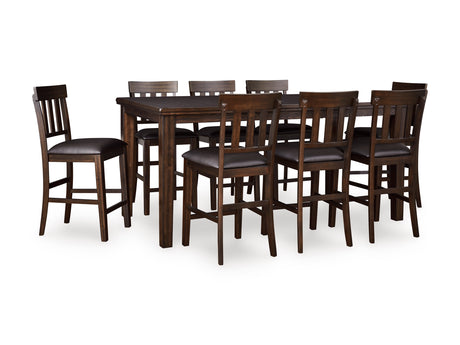 Haddigan Dark Brown Counter Height Dining Table and 8 Barstools - Ornate Home