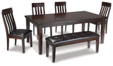 Haddigan Dark Brown Dining Table with 4 Chairs and Bench (Online Special Price) - Ornate Home