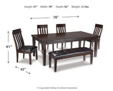 Haddigan Dark Brown Dining Table with 4 Chairs and Bench (Online Special Price) - Ornate Home