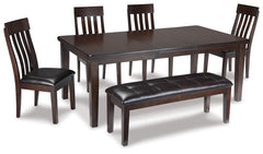 Haddigan Dark Brown Dining Table with 4 Chairs and Bench - Ornate Home