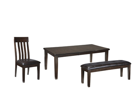 Haddigan Dark Brown Dining Table with 4 Chairs and Bench - Ornate Home