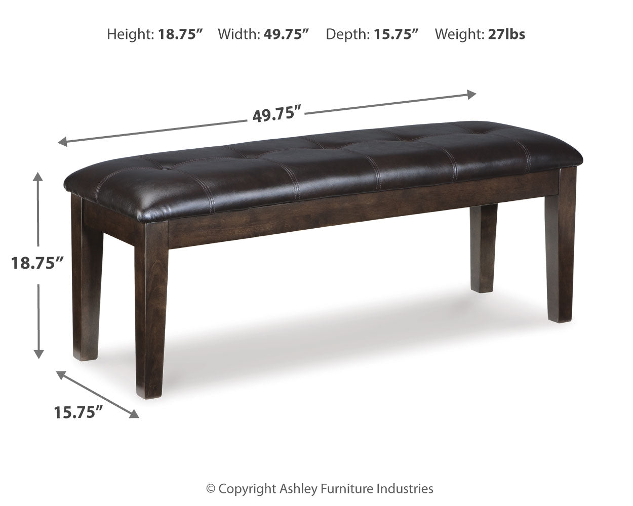 Haddigan Dark Brown Large Uph. Dining Room Bench (Online Special Price) - Ornate Home