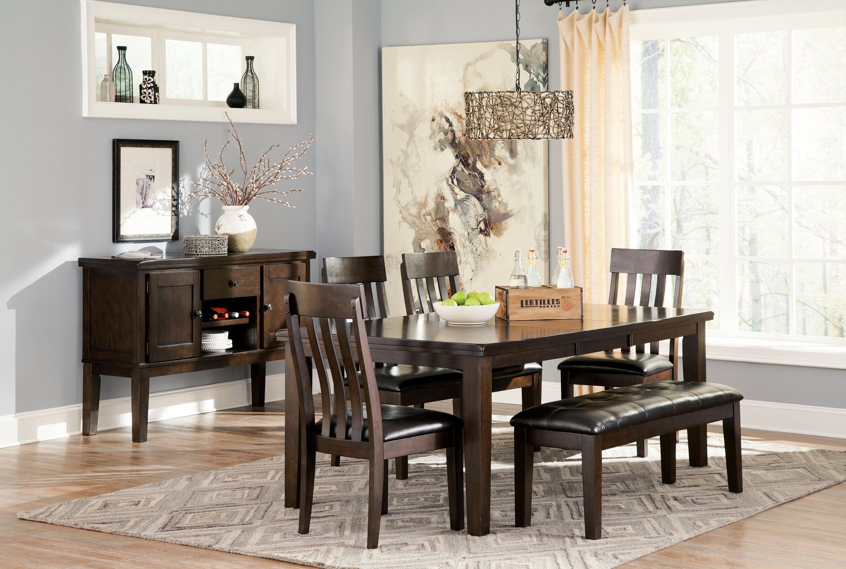 Haddigan Dark Brown Large Uph. Dining Room Bench (Online Special Price) - Ornate Home